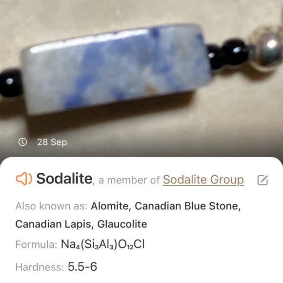 Genuine Blue White Sodalite Matinee Necklace, Gemstone & Leaf Branch Pendant - Picture 13 of 14